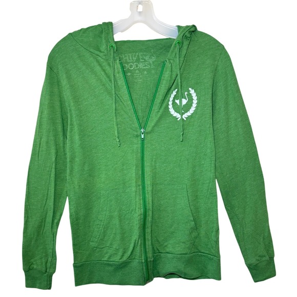 Chive Hoodies Tops - Chive Hoodies Green Heather Ostrich Wreath Full Zip Hoodie Sweatshirt Small